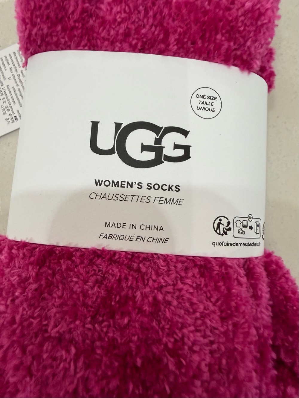NWT UGG Leda Cozy Crew Socks Pink Fuchsia One Size - Picture 2 of 7